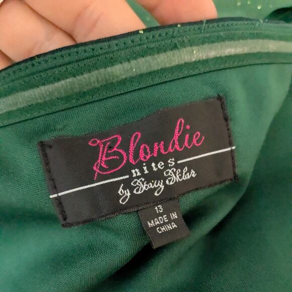 Vintage Nites Prom Dress Maxi Gown 14 Green Ombre Y2K Fairy Rhinestone Glam - Picture 10 of 12